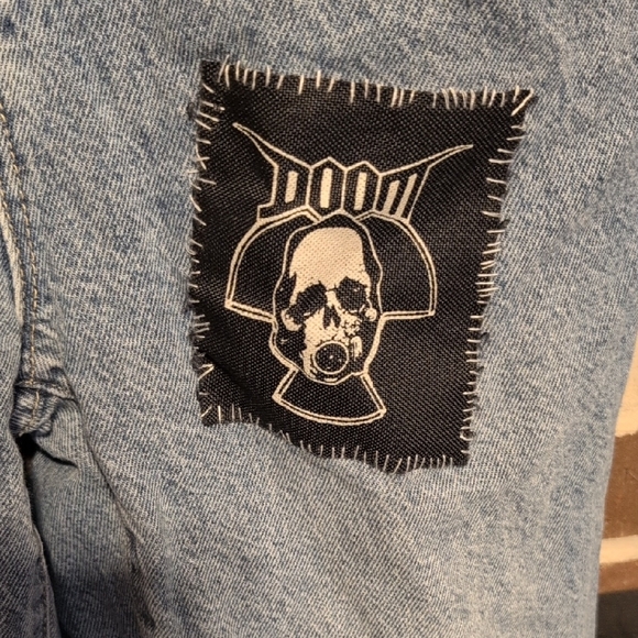 PacSun Light Blue Straight Leg Jeans with Skull Patch - Picture 3 of 5